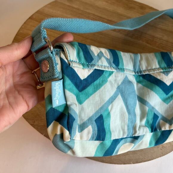 Kipling Blue Mod Swirl Print Slim Canvas Shoulder Bag - Picture 7 of 13